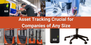 various items with barcode stickers to illustrate asset tracking
