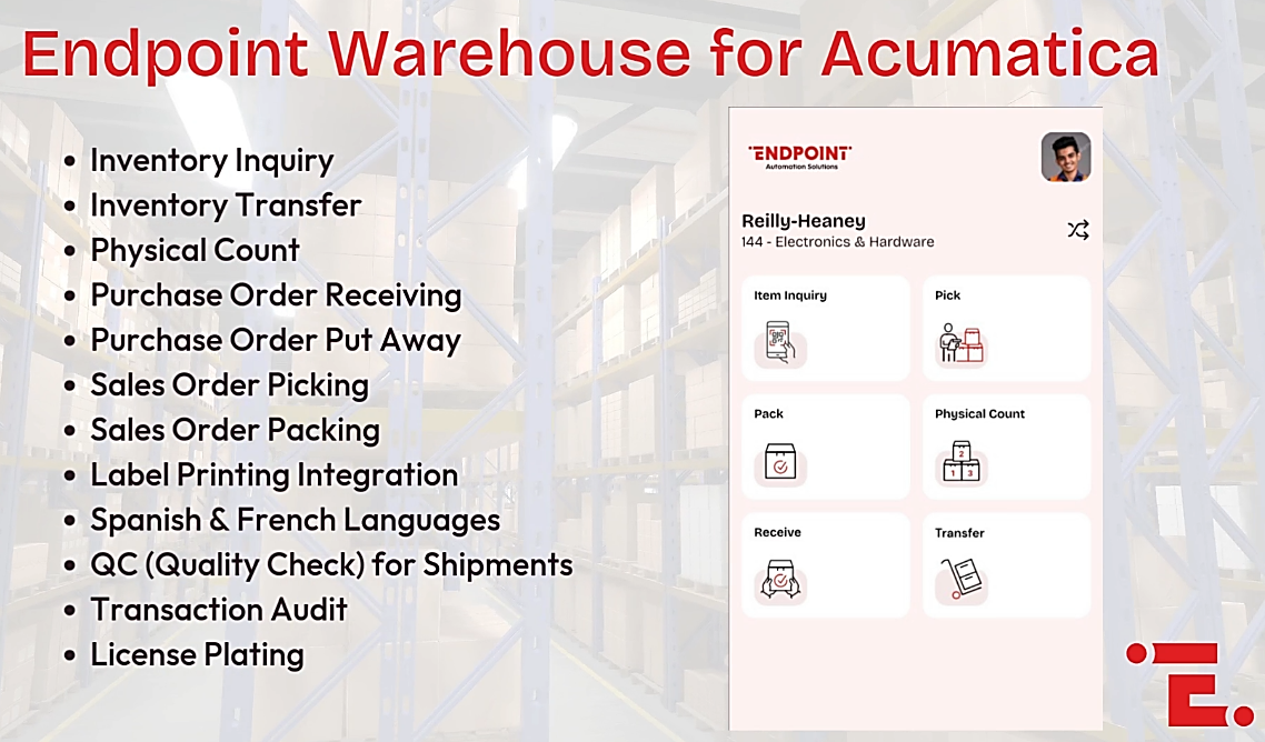 Endpoint Warehouse for Acumatica…with Expanded Functionality Forthcoming